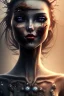 Placeholder: rustic girl, black, night dark atmosphere, 8K, close-up face, anatomically perfect face, india, tree on face, durty face, bold lips,