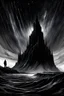 Placeholder: Alan Wake 2, I Name The Stars Over Your Cauldron, And All That Lies Beneath Your Waves, Throwing My Voice Into Your Shadow, The Underworld, The Darkest Place, Negative Black, White, And Gray Speedpaint With Large Brush Strokes, By Junji Ito