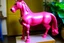 Placeholder: Big pink plastic toy horse.19th painting