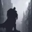 Placeholder: fat batman, dramatic light, cityscape, twilight, dystopian setting, high contrast, painted by greg rutkowski, cinematic