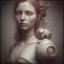 Placeholder: a cute smiling girl with her mother, red tattoo in the face, michelangelo oil painting, steam punk, scary, horror, realistic, made in octane, cinematic, ultra-realistic, extremely detailed octane rendering, 8K, VRAY Super Real ar 2:3, dof photorealistic futuristic 50mm lens hard lighting dark gray tintype photograph, realistic lighting, sephia colors