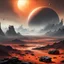 Placeholder: Ground battle raging on a desolate, scarred alien planet, etched by acid rains and seismic upheaval.