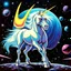 Placeholder: 90's TCG art retro fantasy art of epic Space unicorn