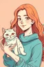 Placeholder: Cartoon drawing woman holding cat