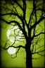 Placeholder: Night, tree leaves, moon, clouds, creepy gothic movies influence, photography