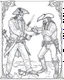 Placeholder: Pirates of the Caribbean: Dueling Pirates Coloring Challenge: Create an action-packed coloring page inspired by the Pirates of the Caribbean movie, featuring a dramatic scene with two pirates engaged in a thrilling sword duel. Capture the intensity of the battle with dynamic poses and expressions, providing ample space for young artists to color the characters and their surroundings in black and white. This coloring challenge invites kids to infuse their creativity into the high-stakes world of