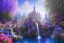 Placeholder: luminous white crystal russian indian castle,fountain, sun,swanns,waterfall, BLUE LAKE, SWANNs,blue bugainvillier flowers, jacaranda violet trees, sky pink blue, full of details, smooth, bright sunshine，soft light atmosphere, light effect，vaporwave colorful, concept art, smooth, extremely sharp detail, finely tuned detail, ultra high definition, 8 k, unreal engine 5, ultra sharp focus