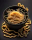 Placeholder: ramen noodles on black background. Photography. Realistic photo. HD. Glowing. 3d style