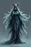 Placeholder: k good low poly priest woman with long fur all over her entire body and eerie aura swirl