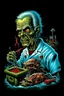 Placeholder: Science experiment Horror surgeon by Richard Corben, Todd Schorr, T-Shirt Design, Black Background