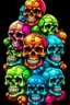 Placeholder: a stack of nearly anatomically correct cartoonish skulls, vivid colors, dark comedy, well lit, high detail,