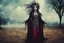 Placeholder: Conceptual surreal and otherworldly, full body portrait photograph of a traditionally dressed Romanian Gypsy Vampire Sorceress , with highly detailed hair and facial features in the photographic style of Jerry Uelsmann, sharply focused, cross processed color image using color slide film with C-41 color negative chemicals, with fine ink overlays, 8k, cinematic horror atmosphere