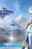 Placeholder: cosmic woman angels smile,admiral ufo high commander from the future, one fine whole face, crystalline skin, expressive blue eyes,rainbow, smiling lips, very nice smile, costume rainbow pleiadian, Beautiful tall woman pleiadian Galactic commander, ship, perfect datailed golden galactic suit, high rank, long blond hair, hand whit five perfect detailed finger, amazing big blue eyes, smilling mouth, high drfinition lips, cosmic happiness, bright colors rainbow, blue, pink, gold, jewels, realist,8k