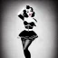 Placeholder: pinup girl, illustration, black and white, Pepsi Cola Marketing, Stock images, beautiful, cute, model, squared t-shirt