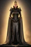 Placeholder: Cersei Lannister as evil queen in black leather coat, busty, cleavage, voluptuous, lena headay, angry, stern look. character design by cory loftis, fenghua zhong, ryohei hase, ismail inceoglu and ruan jia. unreal engine 5, artistic lighting, highly detailed, photorealistic, fantasy