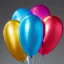 Placeholder: A set of high resolution photographed inflated star shaped foil balloon. six different balloons in colors: blue, gold, silver, rose gold, red, green.