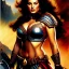 Placeholder: portrait oil on canvas, beautiful busty Female Warrior, minimal armor,comic book cover, mystical colors,insanely detailed,realistic,intrincate detail, 16k resolution, masterpiece,Frank Frazetta,Alex Horley, Simon Bisley,