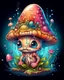 Placeholder: Tattoo design a one liquid cute baby mushroom, hyperdetailed intricately detailed, fantastical, surrealistic, splash screen, pastel colours, fantasy, concept art, 8k resolution, masterpiece inlaid with the Permanent.