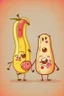 Placeholder: Cute cartoon like bacon and banana characters