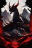 Placeholder: mountains, red and black, temple, dinosaur