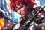 Placeholder: Tori Amos as a cyber punk mercenary girl , huge girl painting by Yoji Shinkawa and Katsushika Hokusai, highly detailed facial features, finely drawn and inked, 4k, symmetric