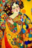 Placeholder: Woman 9n style of Gustav Klimt. Rich, lovely colors, cubism style