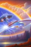 Placeholder: intergalactic very beautiful ufo rainbow futurist,mother ship pleiadien, crystal and light