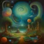 Placeholder: surrealist oil painting of an unconditionally loving universe where everything is beautiful and kind