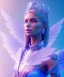 Placeholder: A crystalised queen, atmospheric, realistic, unreal engine, cinematic lighting, octane render. blue, pink, transparency, light, shine,bright, full body, transparent wings, blonde, long hair, nice smile