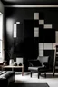 Placeholder: Create handpainted wall mural featuring black squares in a harmonious arrangement, paying homage to the iconic 'Black Square' of Suprematist art. Embrace simplicity and balance."