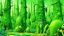 Placeholder: A lime green forest with spiders and grasshoppers designed in Moai statues painted by Antoni Gaudi
