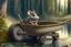 Placeholder: mouse in wheelbarrow, in forest by lake, book illustration, fine detail, 4k