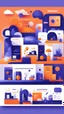 Placeholder: illustrations with a simple art style that show home page for spot use orange and dark blue-purple and minimal