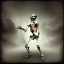 Placeholder: a skeleton archer holding a bow in his hand, steam punk, realistic, made in octane, cinematic, ultra-realistic, extremely detailed octane rendering, 8K, VRAY Super Real ar 2:3, dof photorealistic futuristic 50mm lens hard lighting dark gray tintype photograph, realistic lighting, sepia color