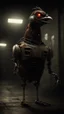 Placeholder: chicken monster robot with eerie lighting and a haunting atmosphere , photo / ultra realistic cinematic