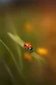 Placeholder: Ladybug on a blade of of grass among wild flowers in the style of film, light green and amber portraiture iconography, light orange and indigo, mamiya 7 ii, refractions of light, sharp focus, HDRI.