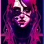 Placeholder: singer Danish MØ face, punk, hyper detailed, intricately detailed, illustration by <kilian eng> <Yoji Shinkawa>, purple tones,