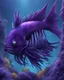 Placeholder: deep sea purple fantasy fish with legs, teeth, and claws