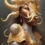 Placeholder: Sango fantasy, fantasy magic, intricate, sharp focus, illustration, highly detailed, digital painting, concept art, matte, art germ and Paul Lewin and Kehinde Wiley, masterpiece silver elephant head bronze Buddha Asian African girl nice breast Hawaiian hair turquoise golden waves