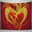 Placeholder: electric heart in red and golden tapestry