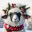 Placeholder: festive Whimiscial sheep in snow, with lights dressed for Christmas in holiday sweater