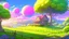 Placeholder: A cute and soft pastel coloured video game concept art of a little fantasy farm, farm house, fences, farm crops, islands in the sky, bubbles, fluffy trees, water, soft pastel colours, colorful hues, intriguing, peaceful and serene, good lighting, eye catching, rounded, by makoto shinkai and thatgamestudio, artstation