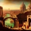 Placeholder: Roman Metropolis, otto hung, friz Lang ,renaissance painting, matte painting,romanticism painting,cyberpunk,detailed facades,steampunk, retrofuturistic