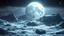 Placeholder: aerial view of a moon landscape that looks futuristic with futuristic lighting, realistic rendering, platinum and white colors