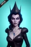 Placeholder: Lene Nystrøm as evil queen in black leather, busty, cleavage, voluptuous, Aqua Lene, angry, stern look. character design by cory loftis, fenghua zhong, ryohei hase, ismail inceoglu and ruan jia. unreal engine 5, artistic lighting, highly detailed, photorealistic, fantasy