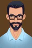 Placeholder: man, teacher, full body, midlife, front view, goatee, cartoon, brown shoe,cartoon, dreamlikeart, rzviceb6, adult, happy, rzviceb6, soft lighting, cinematic lighting, south american, skinny, glasses, skinny, south american, skinny, shirt blue, cool, thinning black hair, dark skinned