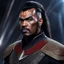 Placeholder: [Star Trek] Generate an awe-inspiring image of a fearsome Klingon warrior, with their imposing cranial ridges, intense gaze, and intricate braided hairstyle, ready to conquer the galaxy.