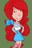 Placeholder: Portrait lady, full body shot, full-color long shot style of Strawberry shortcake