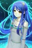 Placeholder: Modern stunning pfp of anime girl of pisces zodiac sign. Background must contain pisces zodiac sign