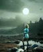 Placeholder: Ultra Realistic retro sci-fi 1960 scene, waist up view portrait, blonde woman, sweet young Marilyn Monroe face, perfect iris, tight latex coat, alien planet background, tight style, steel sphere dron levitating, fog, rain, soft color, highly detailed, unreal engine 5, ray tracing, RTX, lumen lighting, ultra detail, volumetric lighting, 3d, finely drawn, high definition, high resolution.